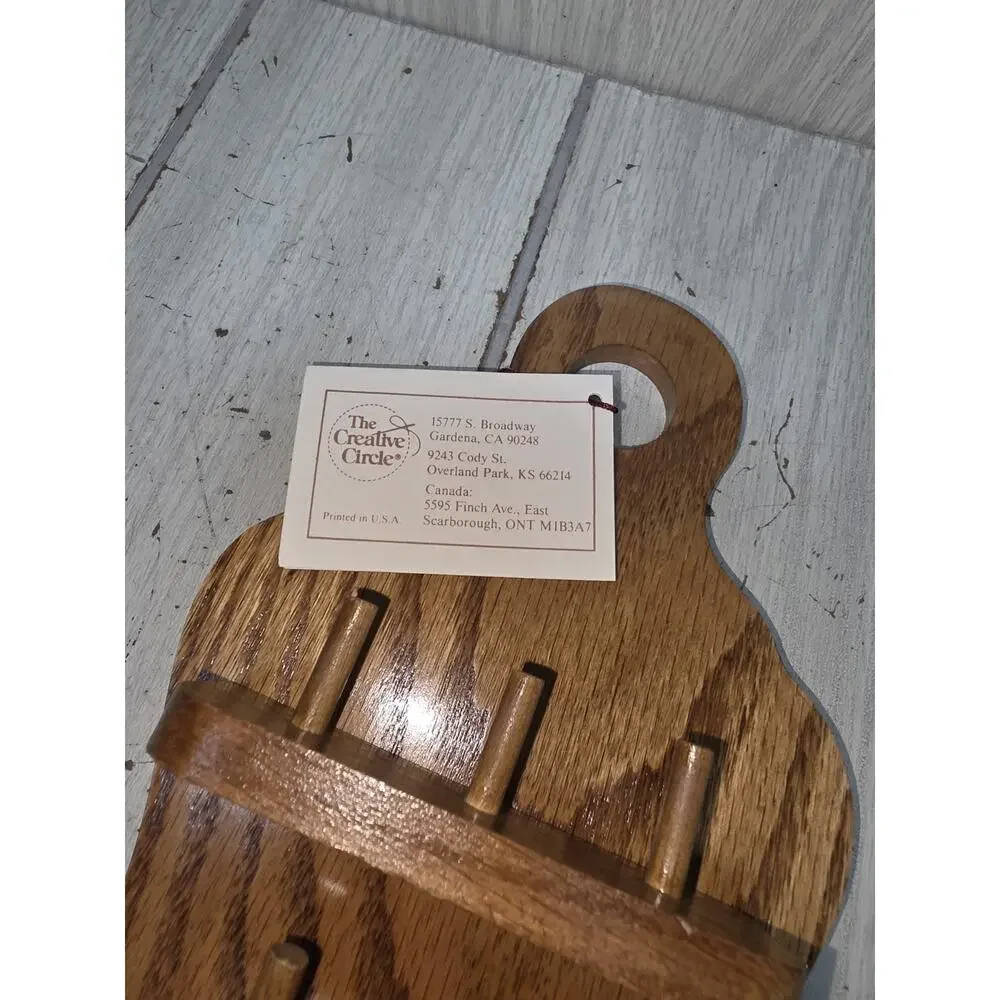 Vintage Wood Thimble Shelf Sewing Caddy Wall Mount 8 Spool Holder Heritage